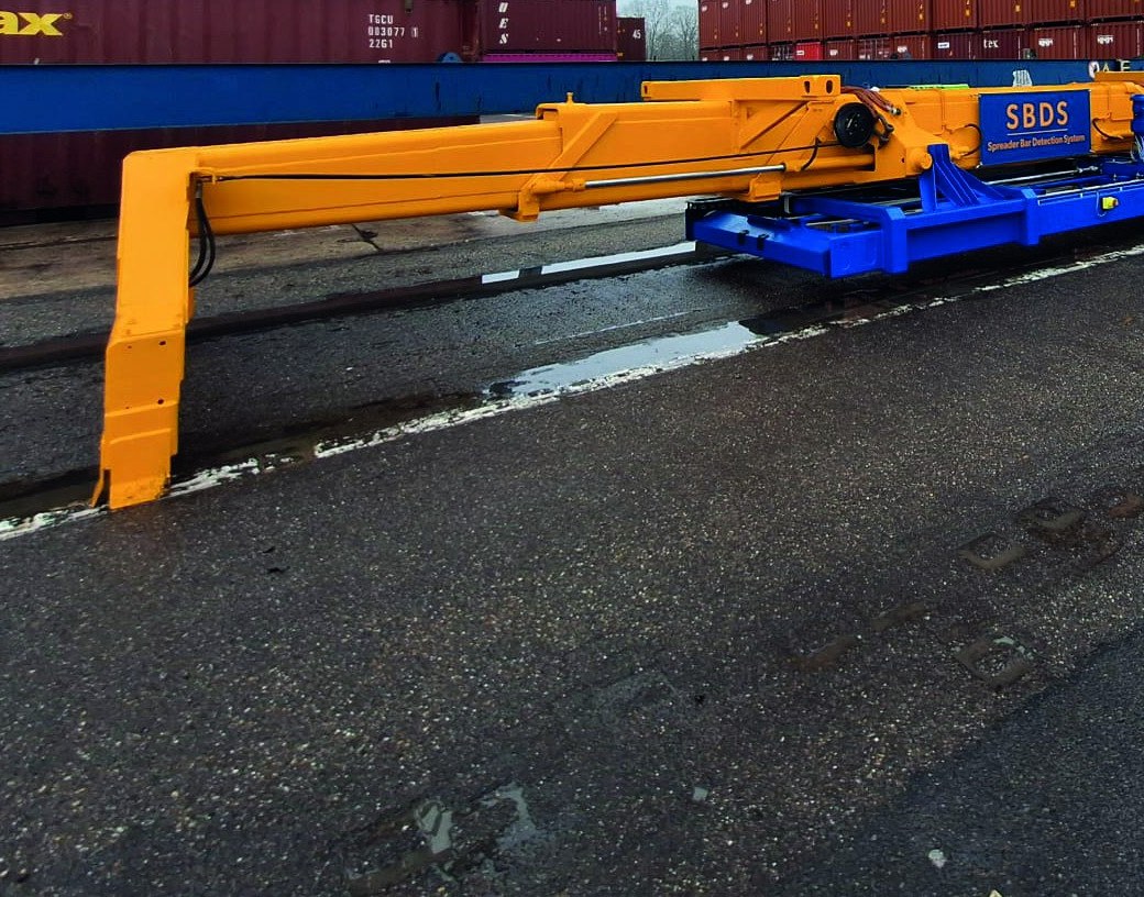 The Radensys Spreader Bar Detection System installed on a container terminal